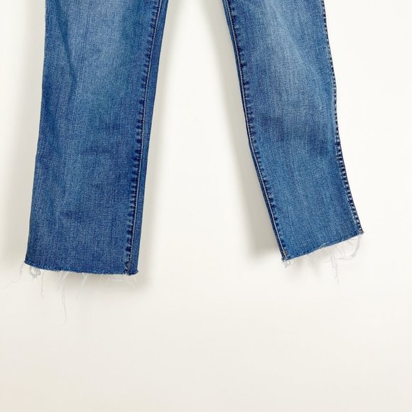 Madewell High Rise Petite Stovepipe Slim Straight Jeans Distressed Frayed Hem 25 - Picture 10 of 14